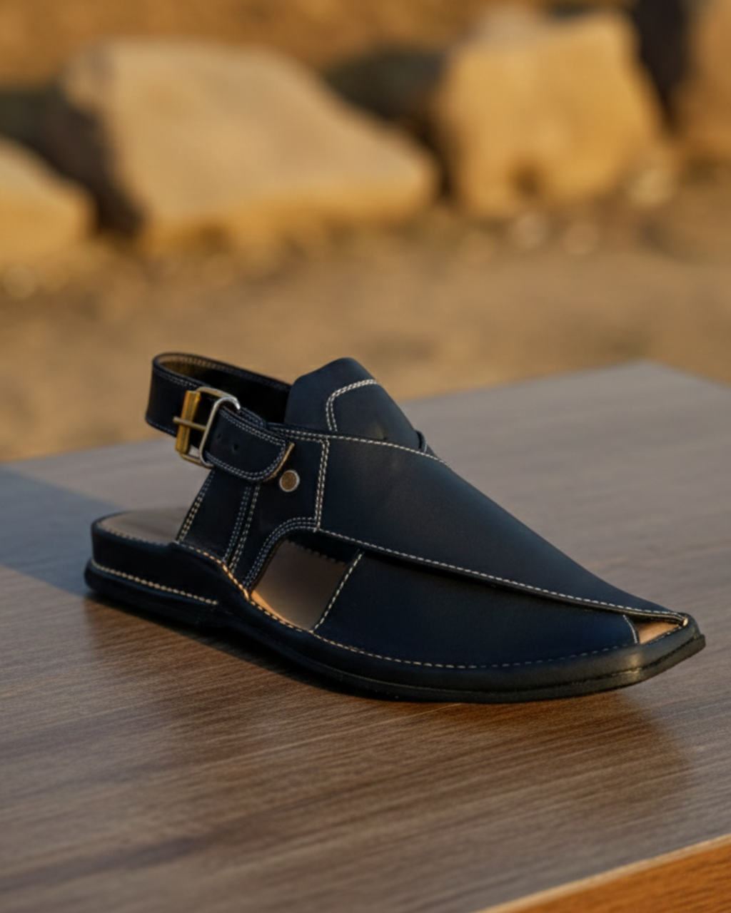 Premium Black Peshawari Chappal for Men | Handmade Leather Traditional Kheri | Comfortable & Durable