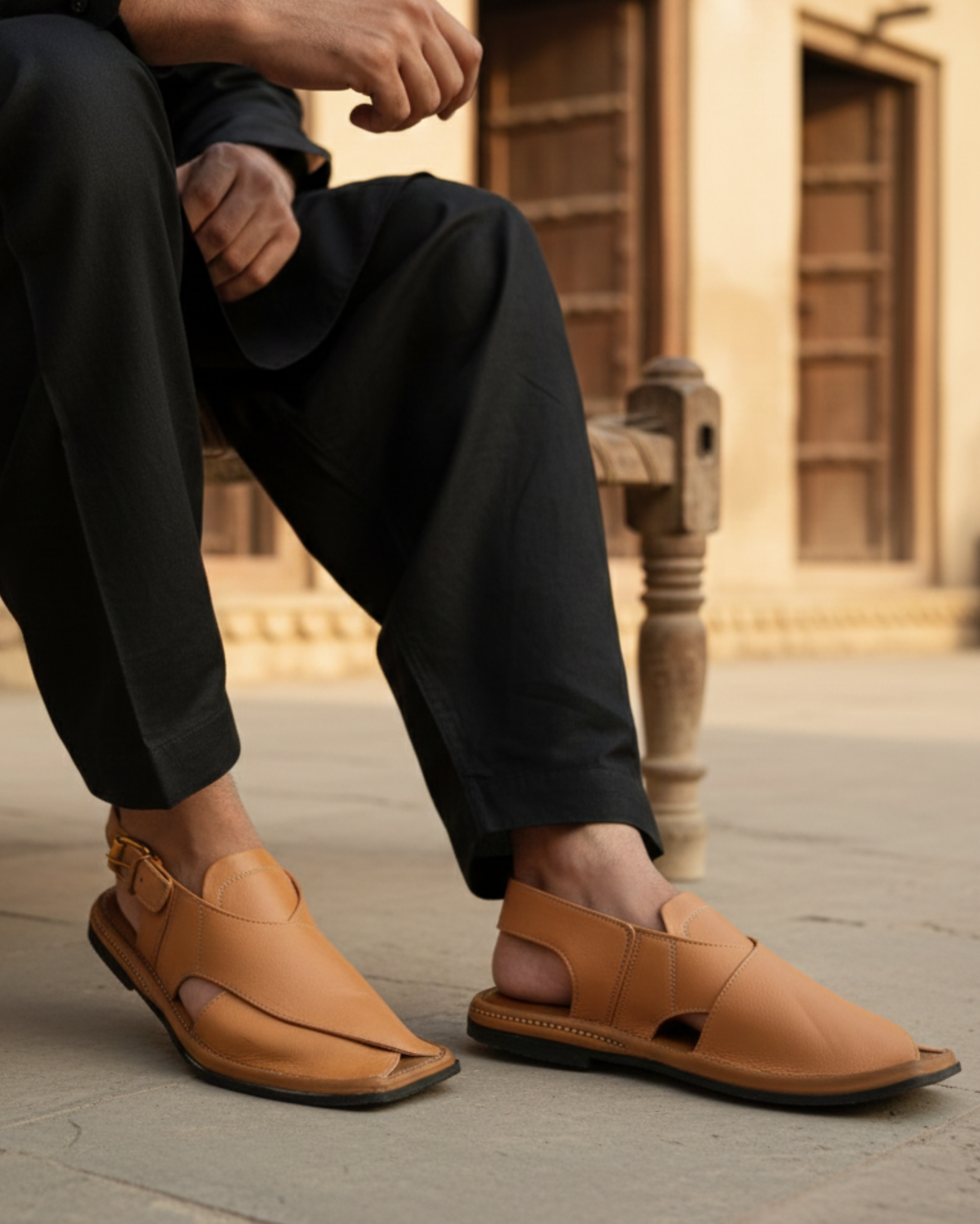 Premium Carob Brown Peshawari Chappal for Men | Handcrafted Leather Sandals | Sale 3499 PKR