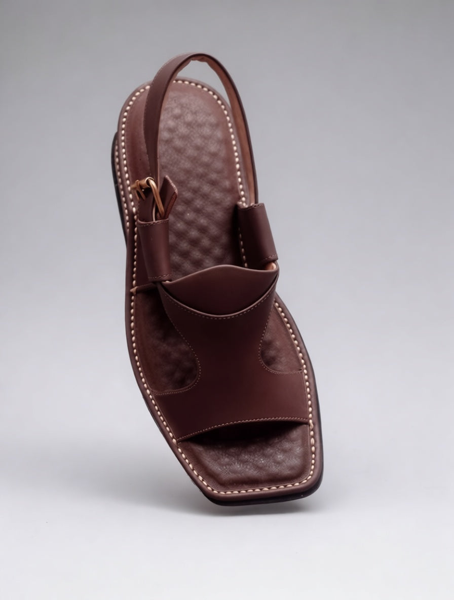 Panjedar (Dark Brown) | Premium Handmade Dark Brown Leather Sandals | Unisex Comfort Casual Sandals