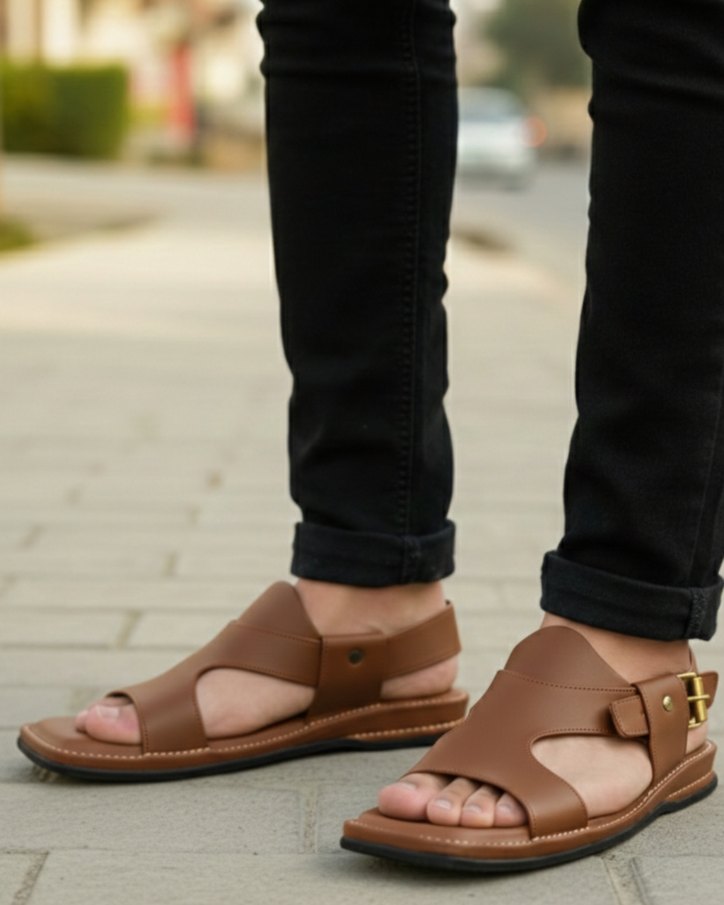 Panjedar (Olive Green) | Premium Handmade Olive Green Leather Sandals | Unisex Comfort Casual Sandals