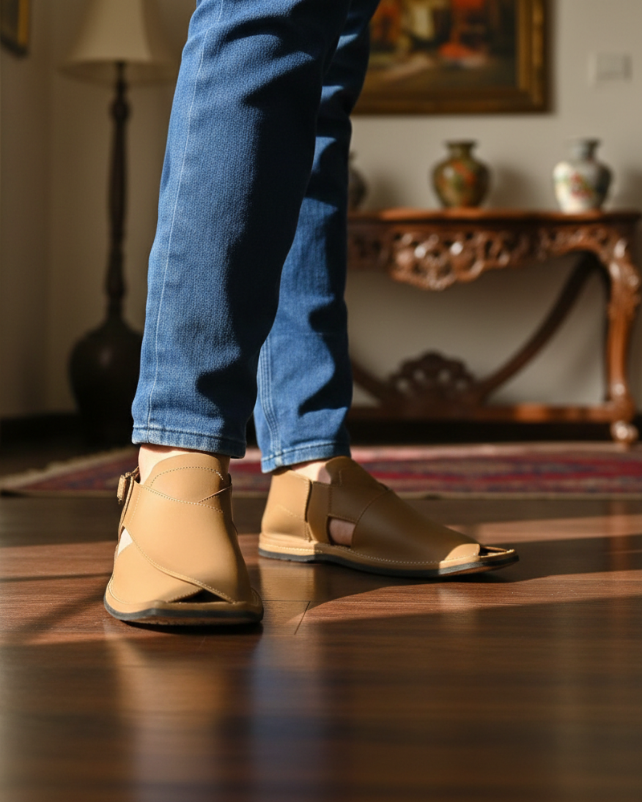 Premium Olive Green Peshawari Chappal for Men | Handmade Leather | Traditional & Comfortable | Sale Price 3499 PKR