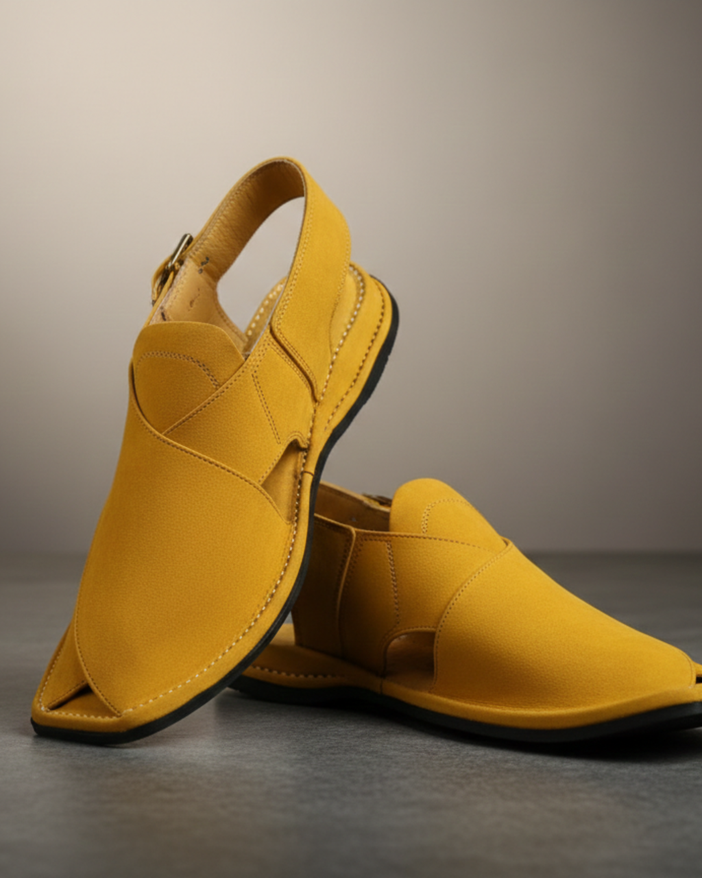 Premium Mustard Peshawari Chappal for Men | Handmade Traditional Leather Sandals | Sale 3499 PKR