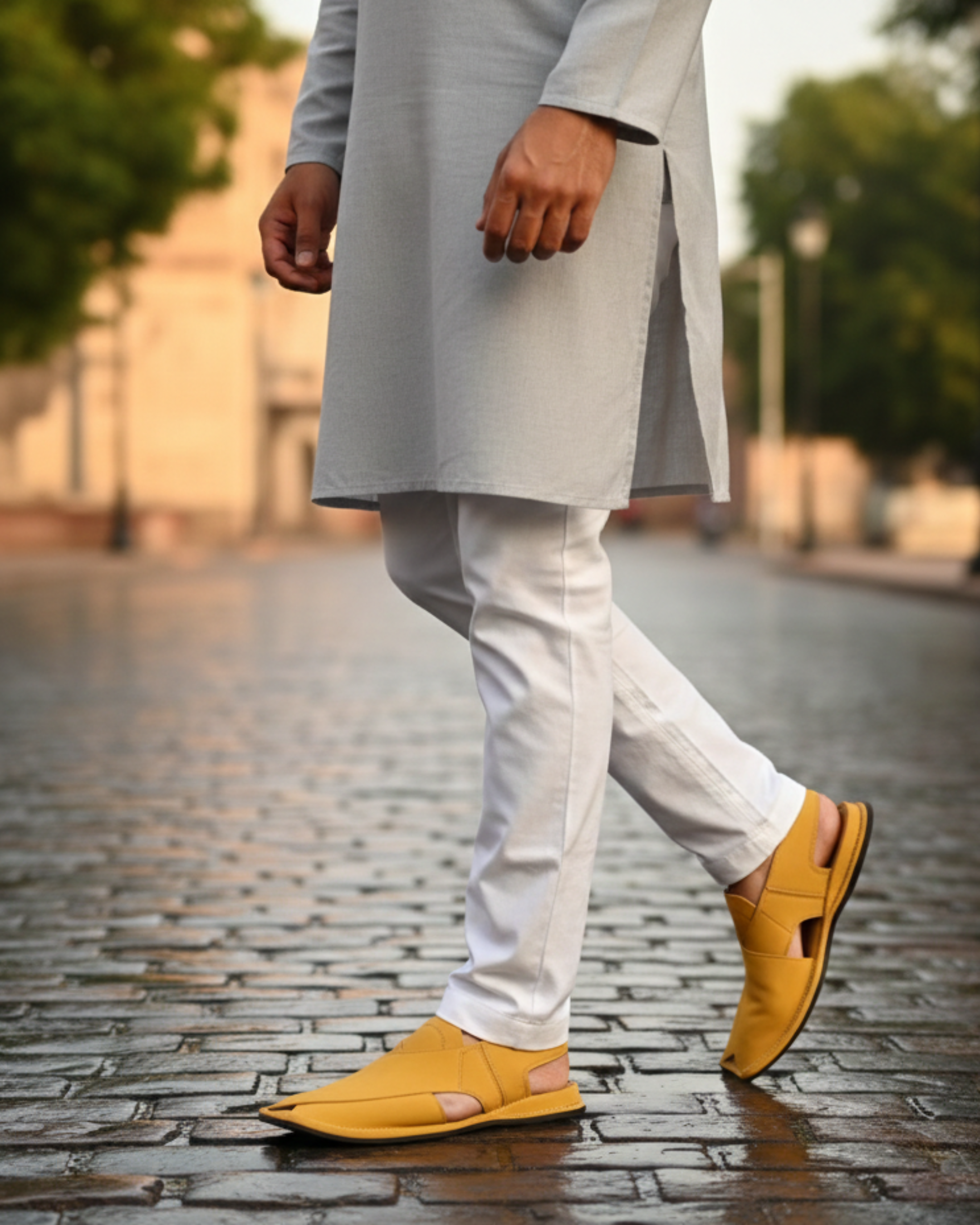 Premium Mustard Peshawari Chappal for Men | Handmade Traditional Leather Sandals | Sale 3499 PKR