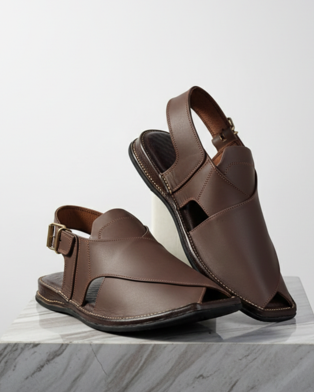 Premium Brown Leather Peshawari Chappal for Men | Handmade Traditional Kheri | Comfortable Men’s Footwear Pakistan