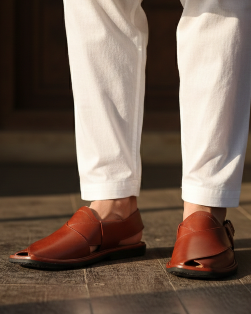 Splay Brown Peshawari Chappal – Premium Handmade Leather Sandal for Men