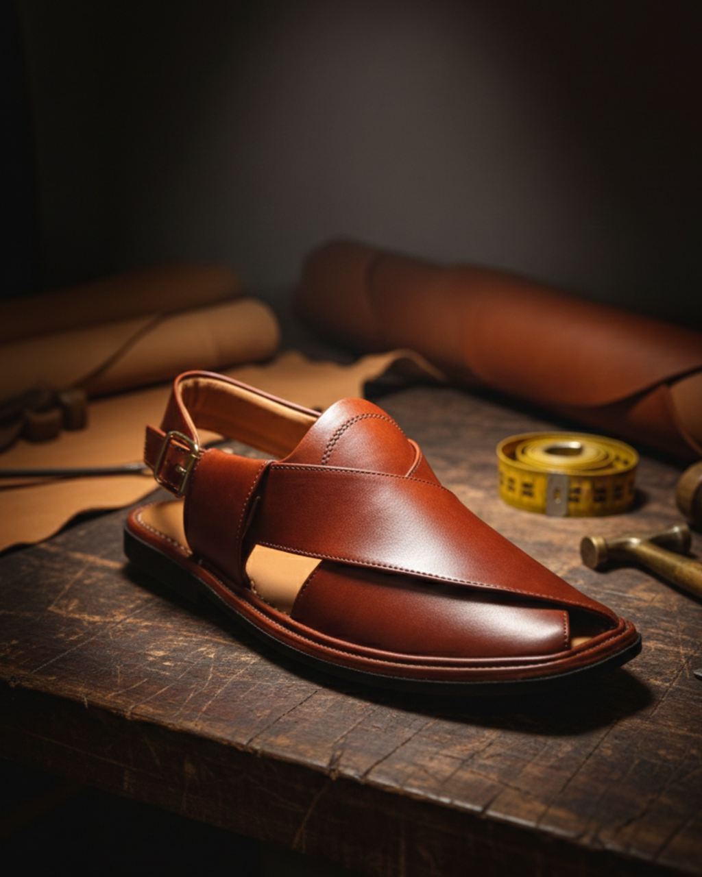 Splay Brown Peshawari Chappal – Premium Handmade Leather Sandal for Men