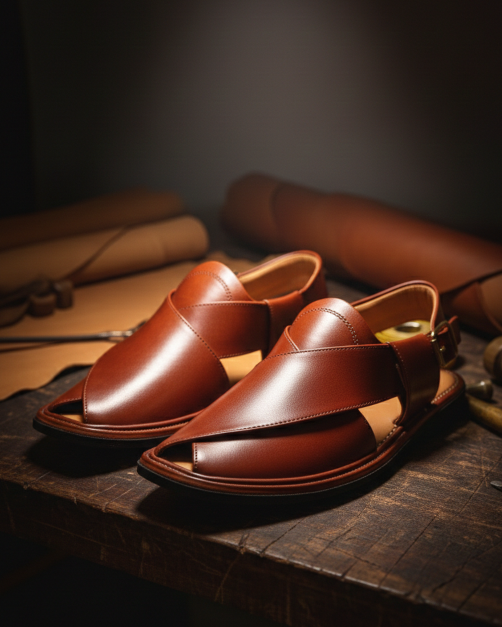 Splay Brown Peshawari Chappal – Premium Handmade Leather Sandal for Men