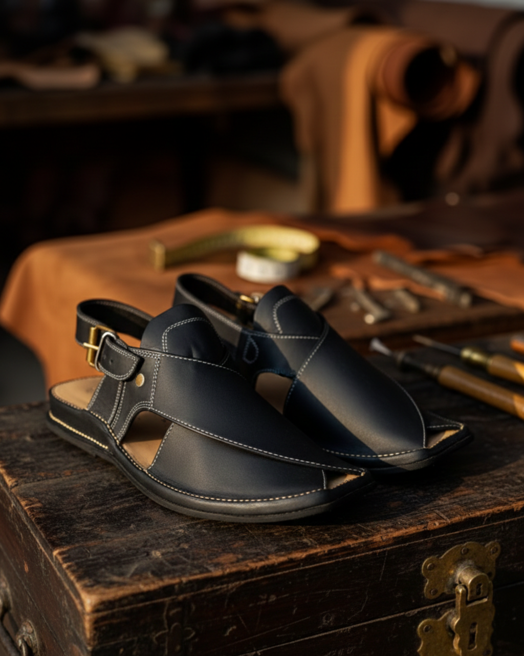 Premium Black Peshawari Chappal for Men | Handmade Leather Traditional Kheri | Comfortable & Durable