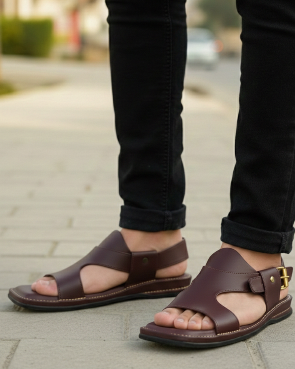Panjedar (Dark Brown) | Premium Handmade Dark Brown Leather Sandals | Unisex Comfort Casual Sandals
